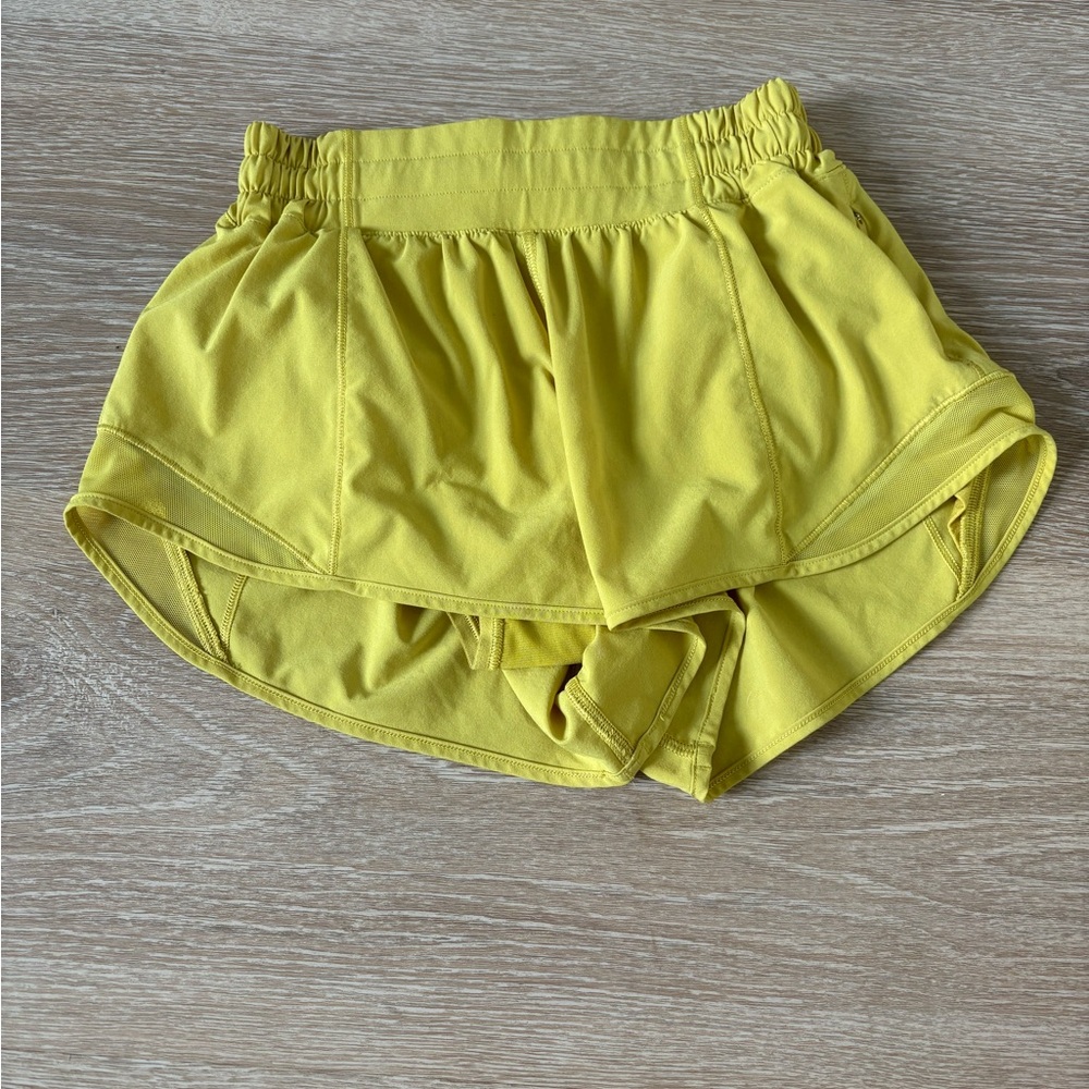 Yellow Lululemon Hotty Hot Shorts